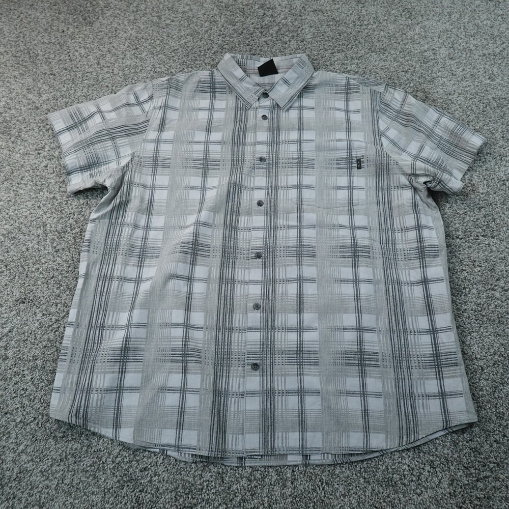 Oakley Shirt Mens 2XL Gray Plaid Performance Button Up Casual Outdoor Skate Top